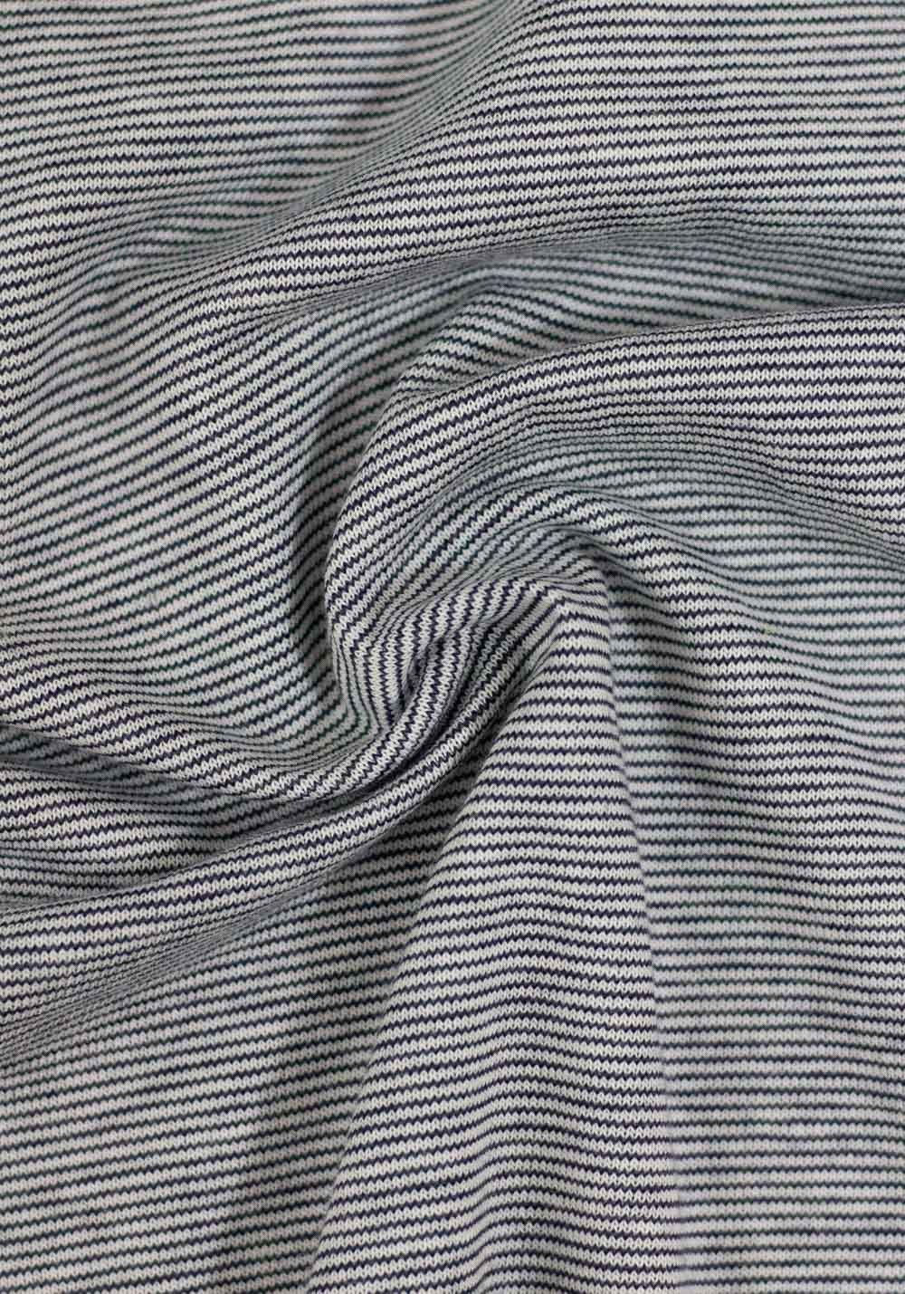 Tissu jersey rayé coton bio - Blanc / navy