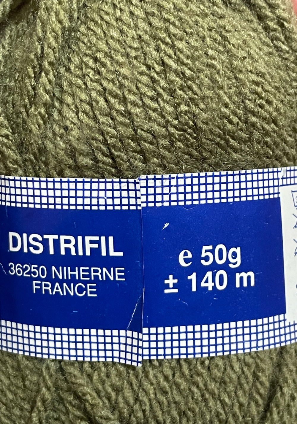 4 pelotes grosse laine - taupe kaki tweedé- FABRIQUE EN FRANCE
